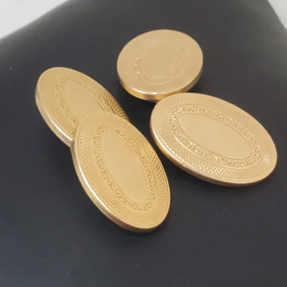 Vintage Krementz Gold Plate Chain Cufflinks Art Deco Oval - Picture 4 of 8